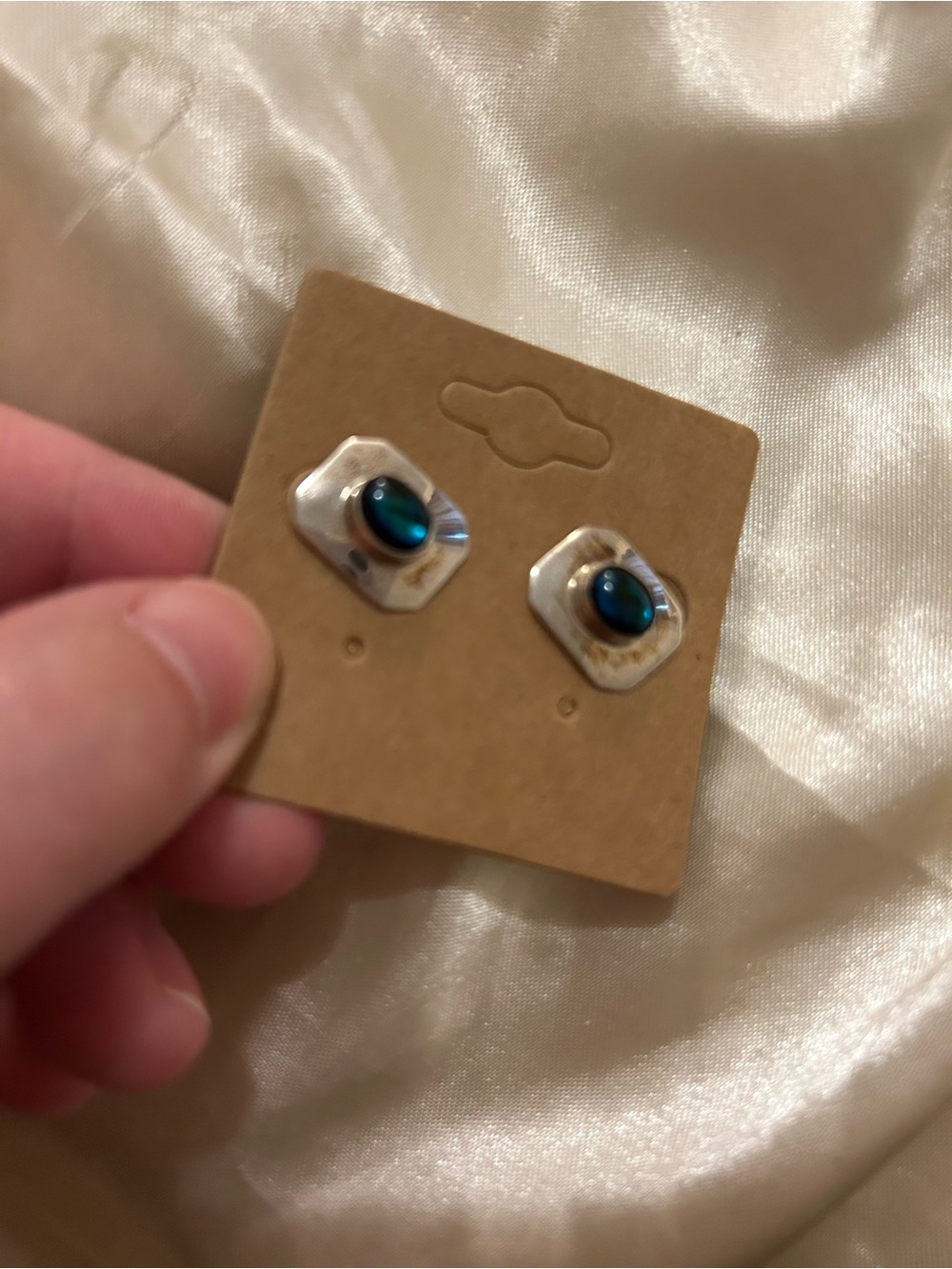 Vintage Gemstone Sterling Silver Stud Earrings